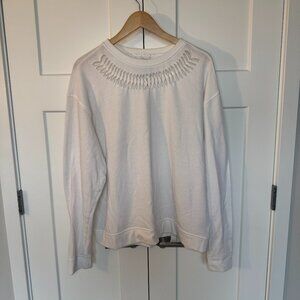 Victoria's Secret Sport Women's Size L White Distressed Long Sleeve Sweater